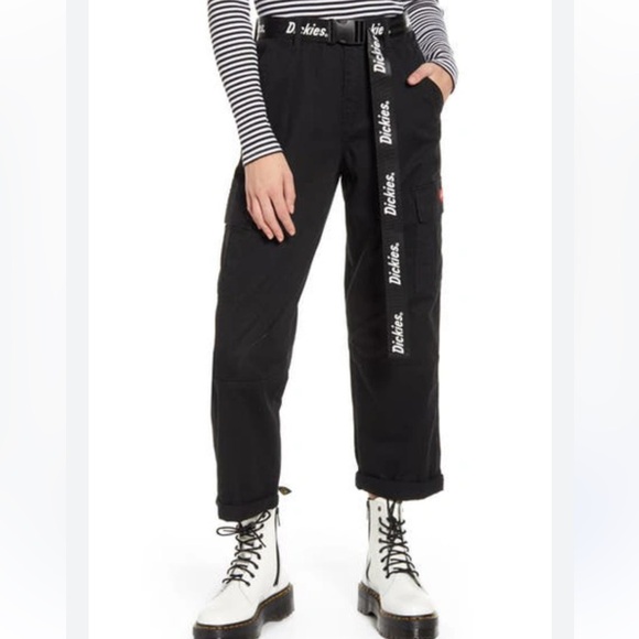 Dickies Juniors Belted Crop Utility Cargo Pants Size 11/30 - Picture 2 of 10